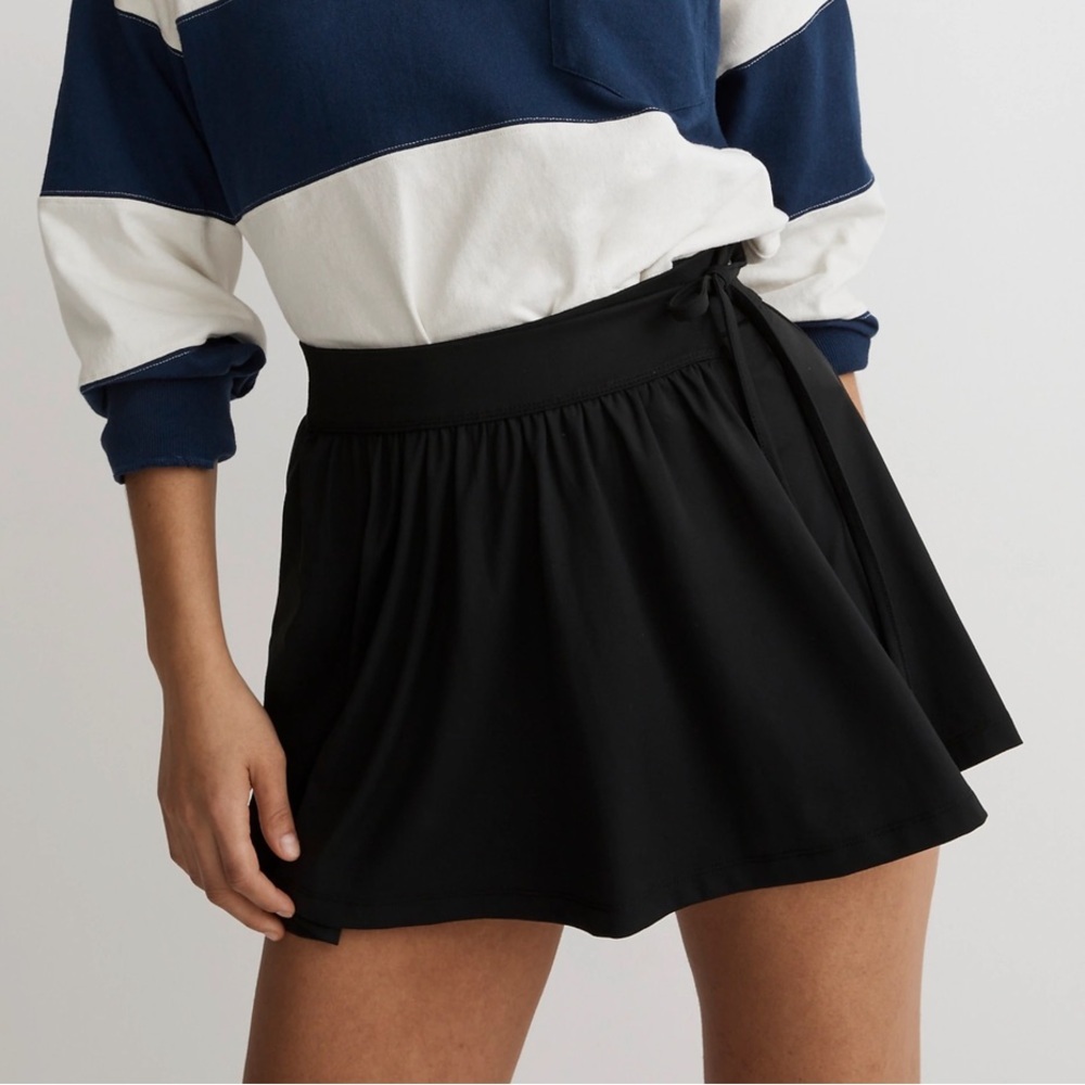 Madewell MWL Flex Wrap Skirt in Black Size Small bow detail